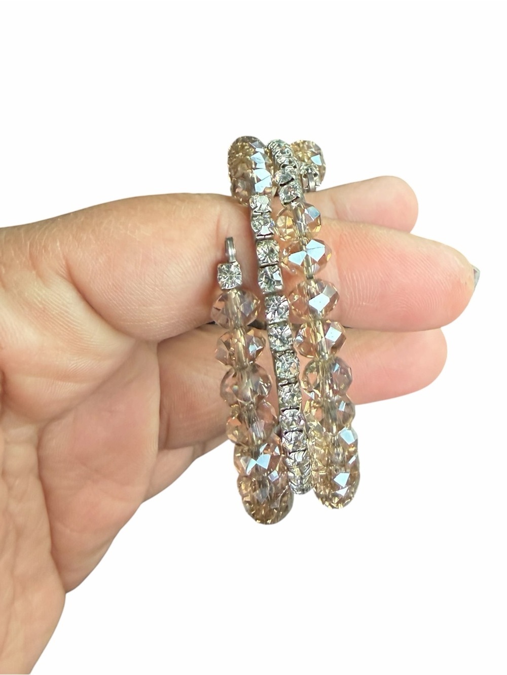 Wrap Around Multilayer Crystal Mixed with Rhinestones in Champagne